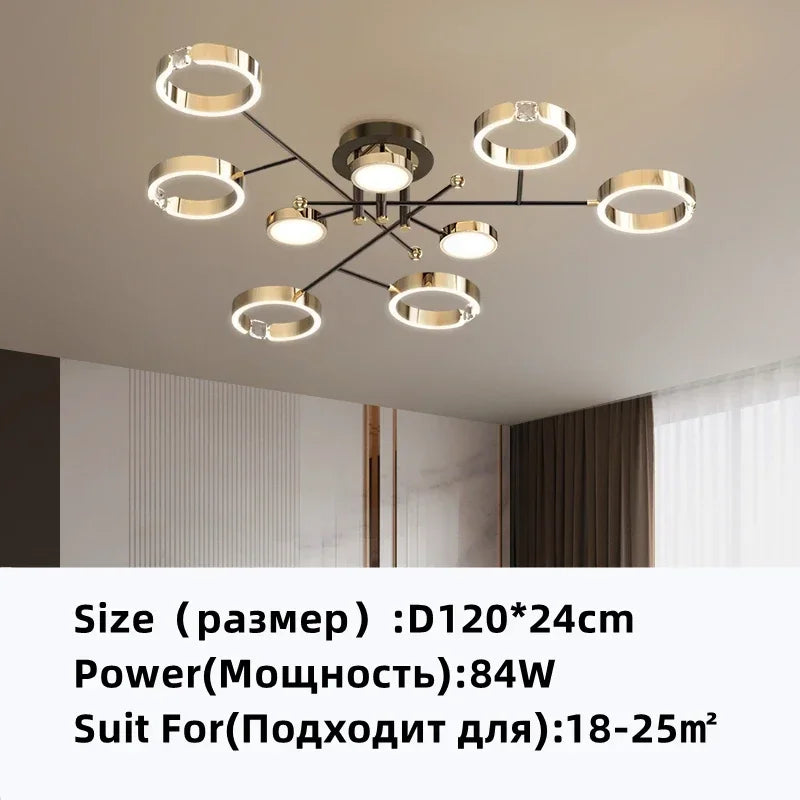 Decorbites™ Vergoldeter Kronleuchter mit Fernbedienung, Kristall-Dekoration für das Wohnzimmer