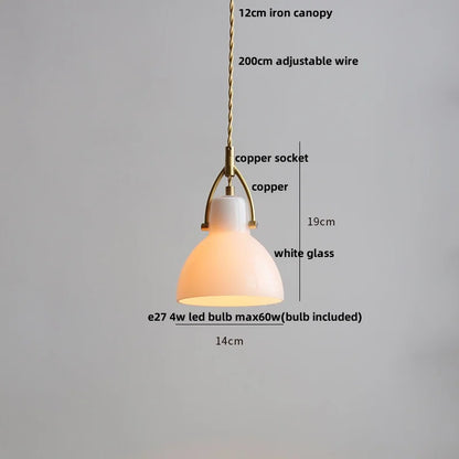 DecorBites™ Copper White Glass LED Pendant Lamp for Modern Living Room Decor