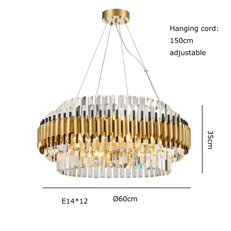 Decorbites™ Gold-Kristall-Kronleuchter LED-Deckenpendellampe - Luxuriöse Wohnzimmer-Dekoration