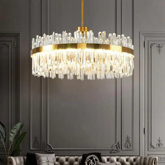 Decorbites™ Goldener runder Kristallanhängerleuchter für Schlafzimmer und Wohnzimmer