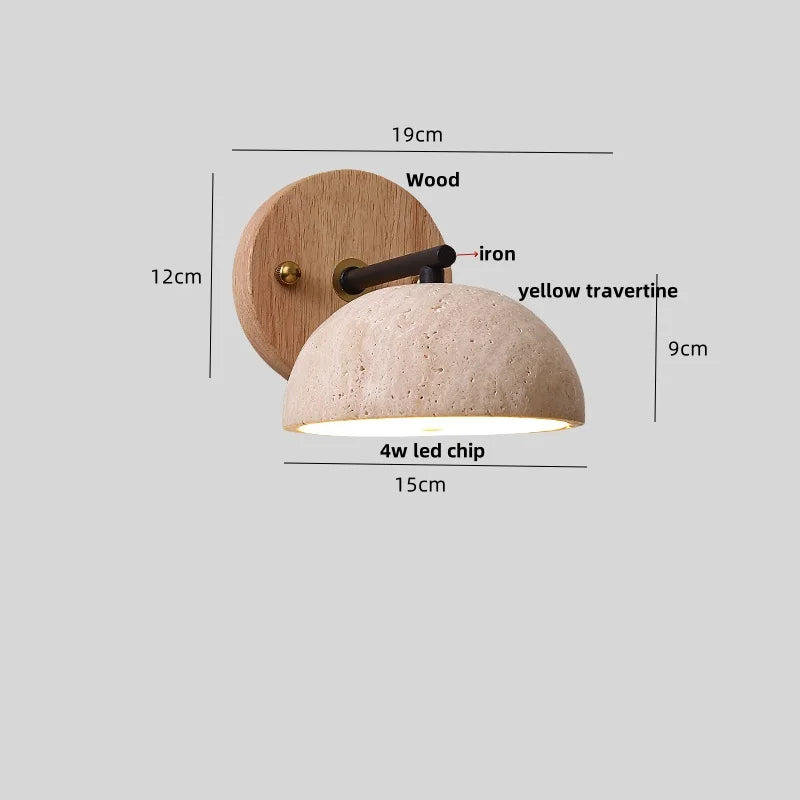 DecorBites™ Iron Yellow Travertine LED Wall Sconce for Bedroom, Bathroom, Mirror Light