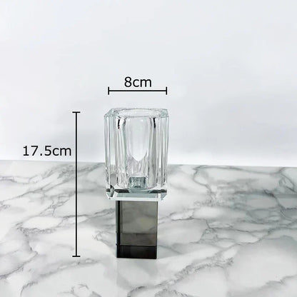 DecorBites™ Geometric Square Glass Vase Artificial Flowers Modern Floral Arrangement