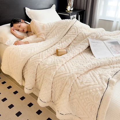 Decorbites™ Korallen-Fleece-Wärmedecke: Gemütliche Verdickte Winter-Bettdecke