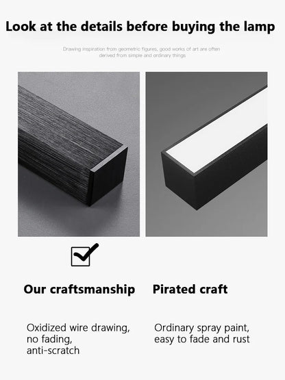 Decorbites™ Schwarze LED-Deckenleuchte Chandelier: Nordisch-minimalistisches Quadratisches Schlafzimmer-Wohnzimmer-Beleuchtung