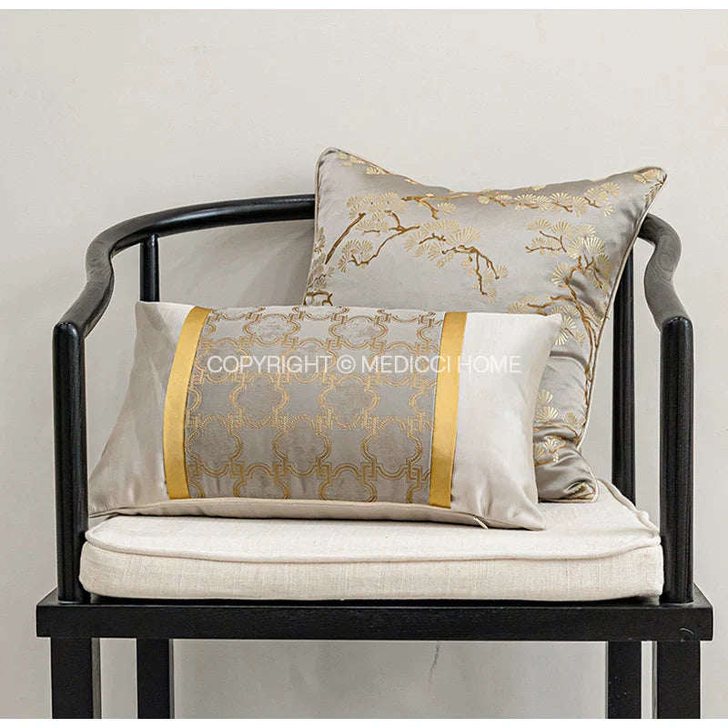 Decorbites™ Gold Quatrefoil Geometrisches Jacquard-Kissenbezug – Luxuriöse Wohnraumausstattung