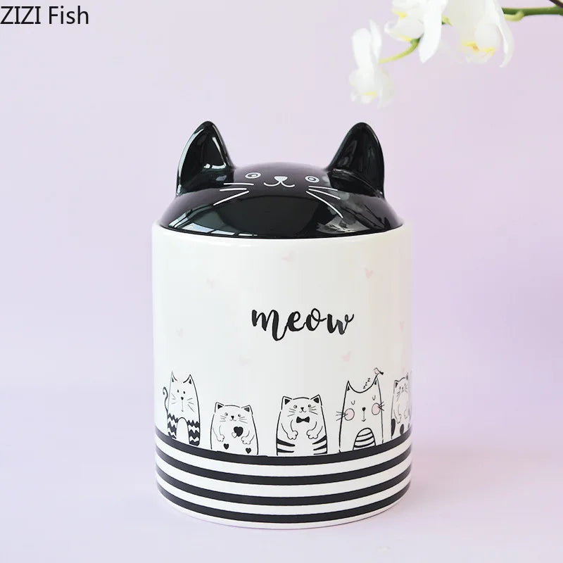 Decorbites™ Schwarze Katze Keramik-Schmuckdose Kosmetikdose Duftgefäß Bonbon-Dosen