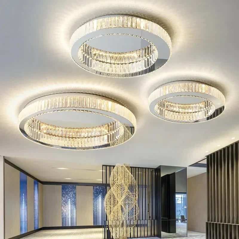 DecorBites™ Crystal Circle Ceiling Chandelier LED Indoor Lighting for Living Room Bedroom Study