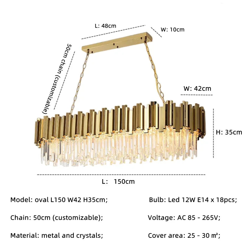 Gold Crystal LED Pendant 18-Light 2-Tier Design