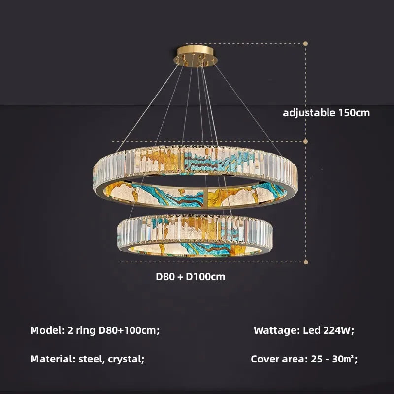 Decorbites™ Circle Stahl LED Pendelleuchter, Moderne dimmbare Beleuchtung für Wohnzimmer und Heimdekoration