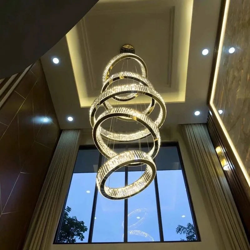 Decorbites™ Kristall-LED-Kronleuchter: Luxuriöse moderne Ringtreppen-Hängeleuchte für die Wohnzimmerdekoration