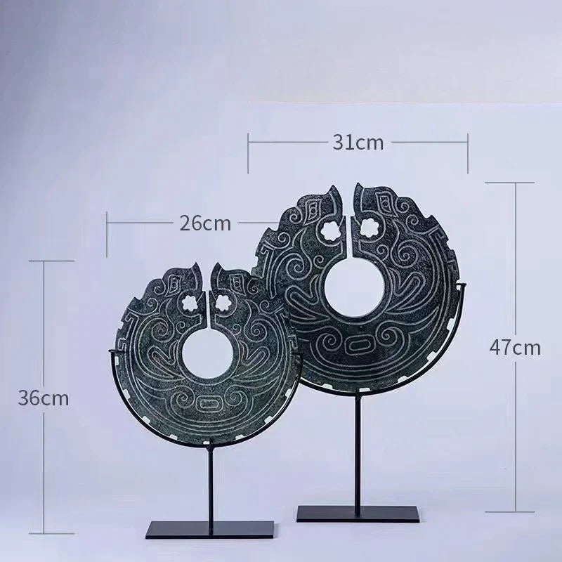 DecorBites™ Geometric Totem Resin Statue | Chinese Retro Home Decor Accessory