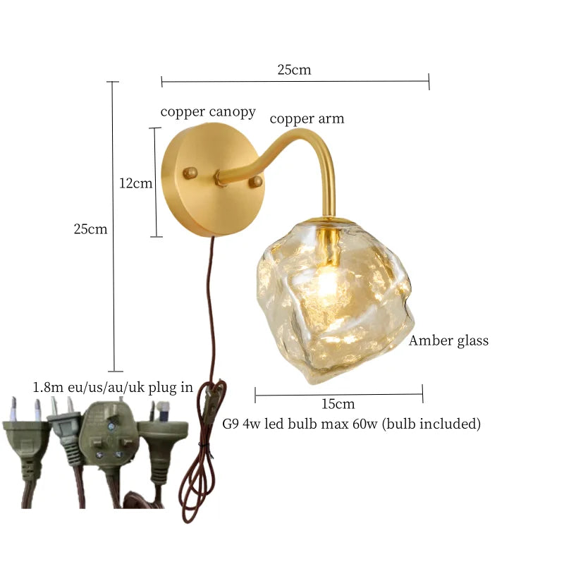 Decorbites™ Lava-Eis-Glas-LED-Wandleuchte Messing Vintage Wandlampe