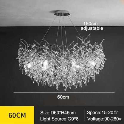 Modern Silver Crystal Chain Pendant Chandelier