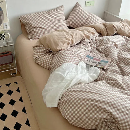 Decorbites™ Japanischer Stil Baumwollbedrucktes 4-teiliges Bettwäsche-Set mit beidseitigem Design