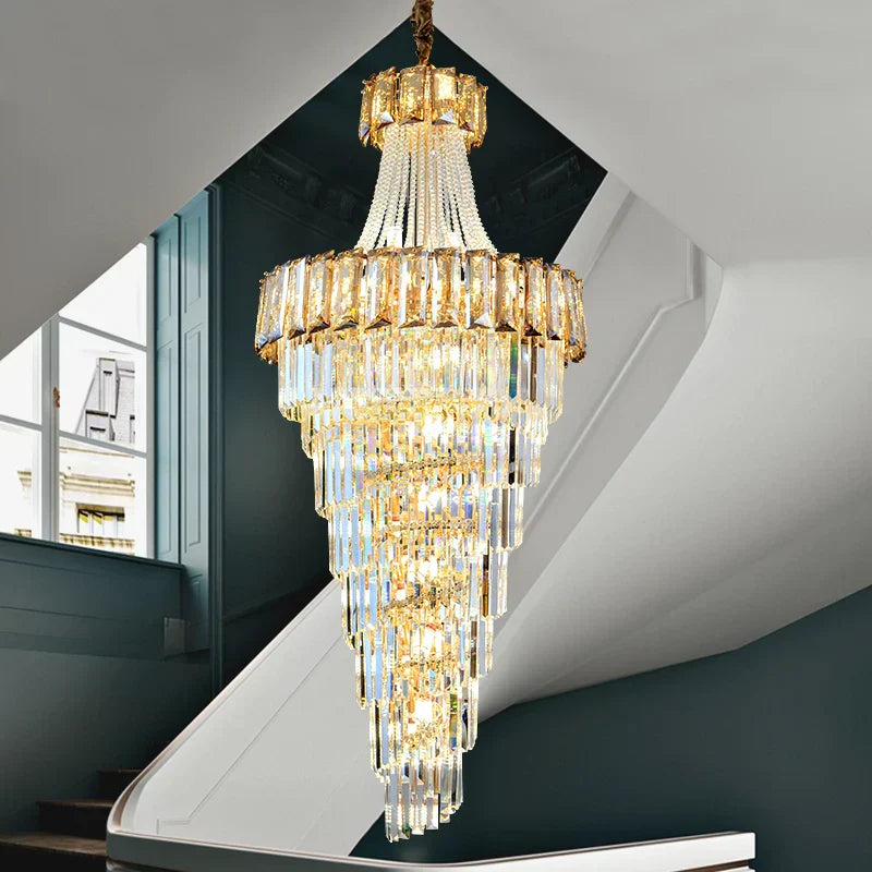 Decorbites™ Elegante Kristall-Leuchter für Duplex-Spiraltreppe und Wohnzimmer