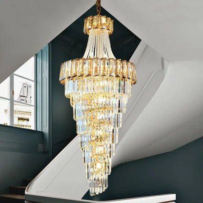 Decorbites™ Elegante Kristall-Leuchter für Duplex-Spiraltreppe und Wohnzimmer