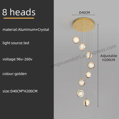 DecorBites™ Crystal Ball LED Rotating Stair Chandelier - Nordic Luxury Loft Bubble Design