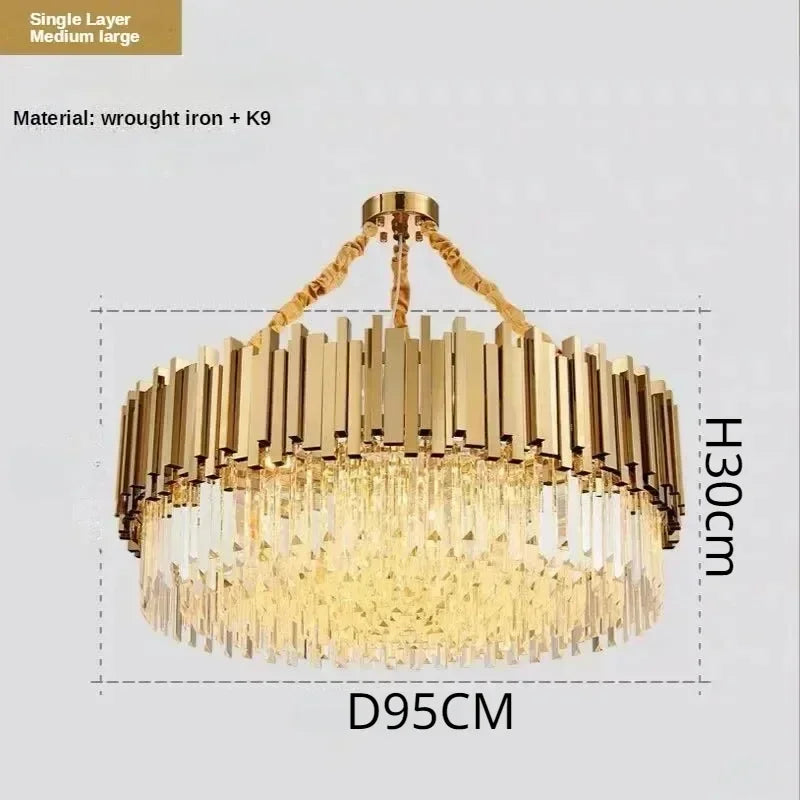 DecorBites™ Crystal Art LED Ceiling Chandelier: Luxury Living Room Round Lamp