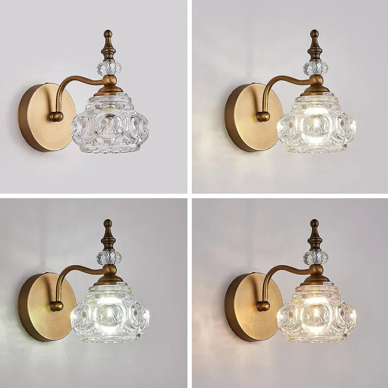 Gold Crystal Wall Lamp With LED Embellishments
