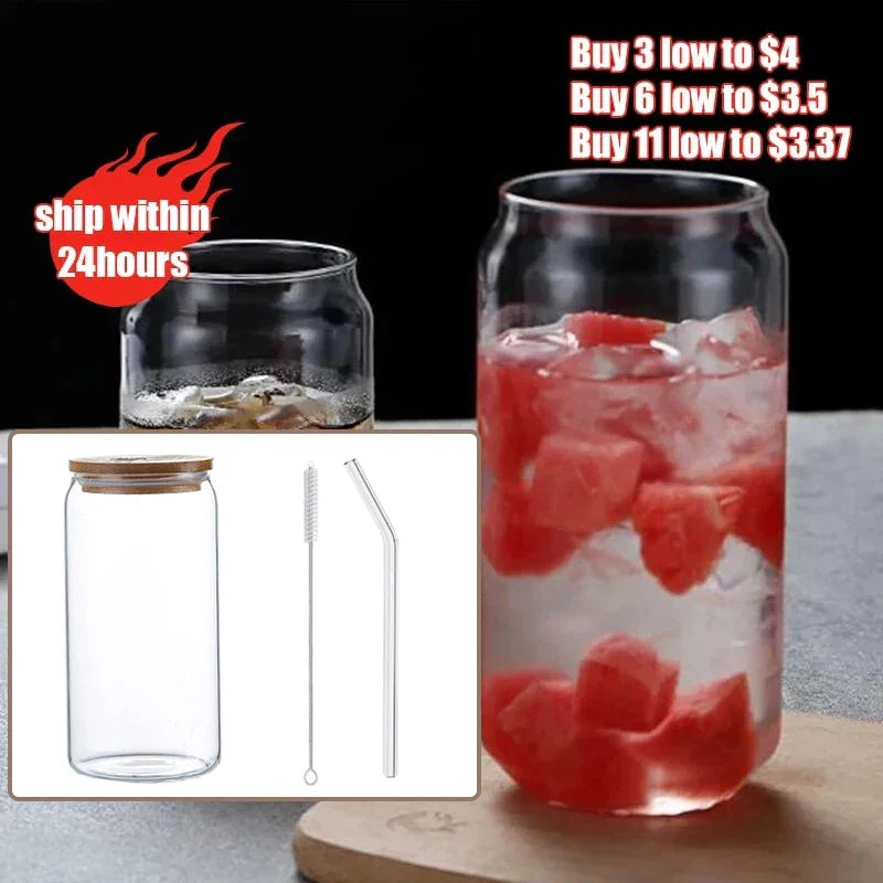Decorbites™ Glas-Trinkbecher mit Bambusdeckel – Hochwertiges Borosilikatglas-Tee-, Saft- und Kaffeetasse