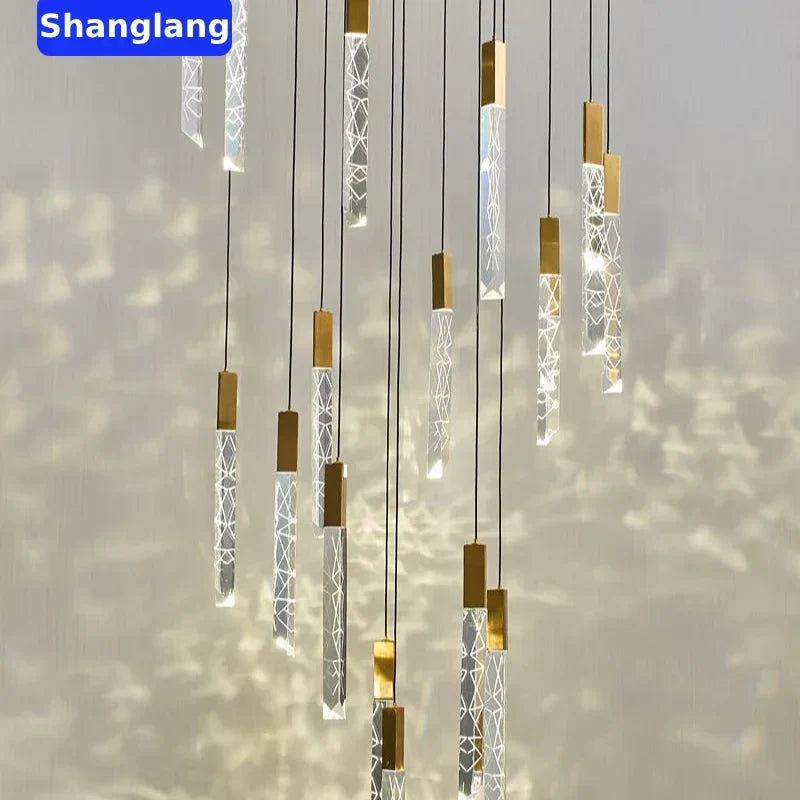 Decorbites™ Kristall-Chrom-LED-Kronleuchter: Luxuriöse Duplex-Treppen-Loft-Pendant-Lampe für das Wohnzimmer
