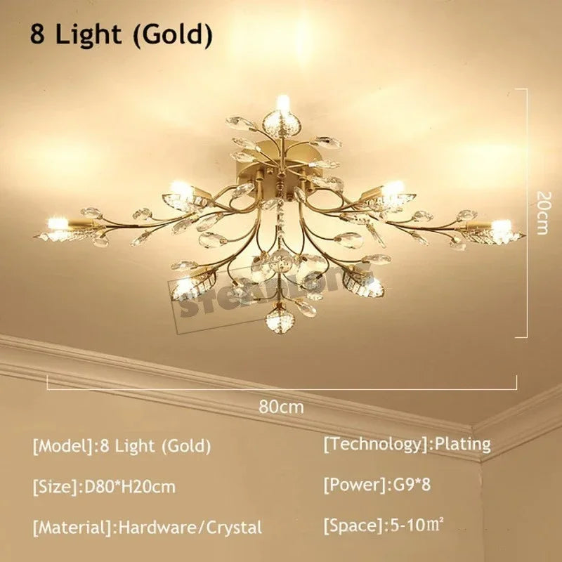 DecorBites™ Crystal Ceiling Chandelier LED Light Fixture for Living Room Bedroom Kitchen