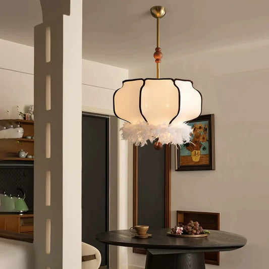 Decorbites™ Französisches Vintage-Stoff-Leuchter-Pendant-Lampe – LED-Hängeleuchte für Zuhause und Restaurant