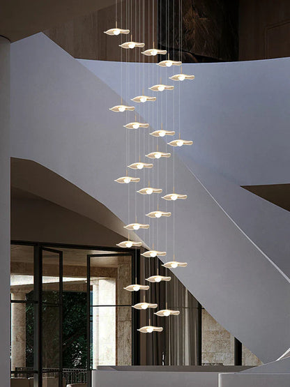Decorbites™ Goldene Akryl-Kronleuchter LED-Hängeleuchte Moderne Treppenhaus-Wohnzimmer-Beleuchtung