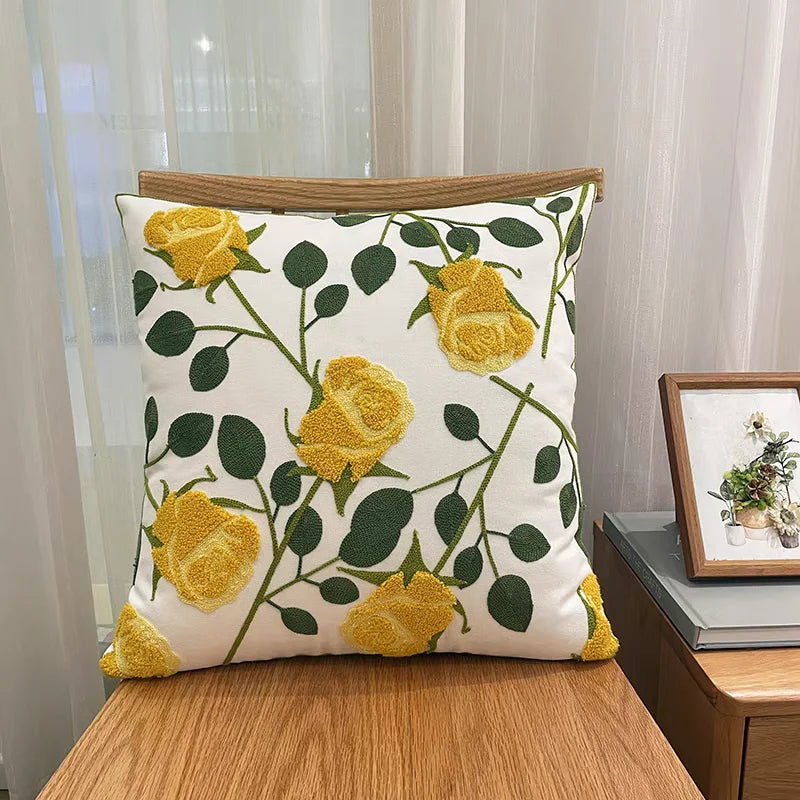 Embroidered Geometric Cushion Cover