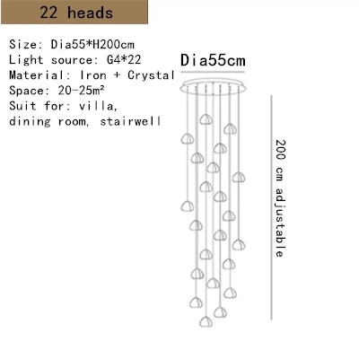 Decorbites™ Kristall-LED-Deckenleuchter Schlafzimmer Wohnzimmer Treppenhaus Pendelleuchte