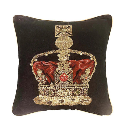 Decorbites™ Barock-Krone-Jacquard-Gobelin-Kissenbezug 45x45 cm für Wohnzimmer-Sofa