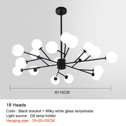 Decorbites™ Schwarze Kronleuchter: Luxuriöse Glas-Hängeleuchte für Zuhause, Schlafzimmer oder Wohnzimmer