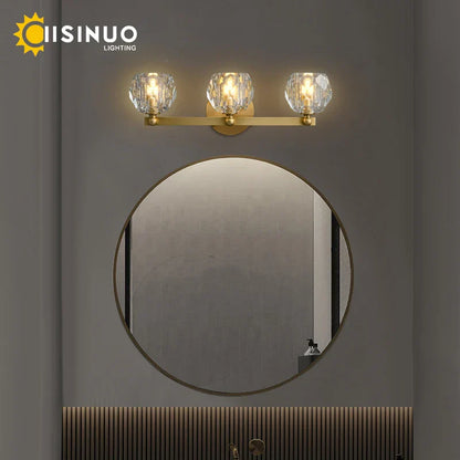 DecorBites™ Gold Solid Copper Crystal Vanity Light Fixtures for Bathroom and Bedroom