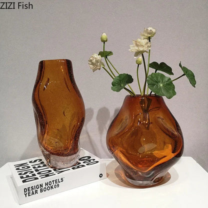 Decorbites™ Bernsteinglas-Vase & Künstliche Blume als Schreibtischdekoration für das Raumästhetik