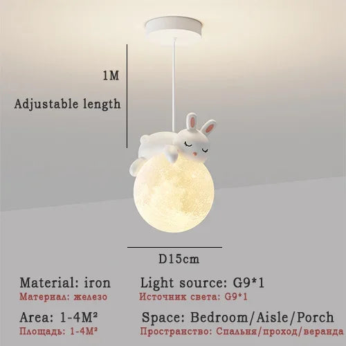 White Bear Bunny Pendant Light