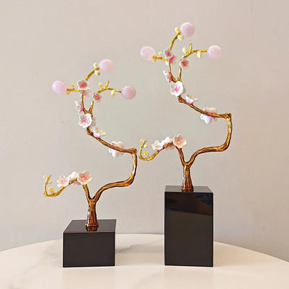 DecorBites™ Golden Tree Crystal Ball Statue Metal Decor Figurine