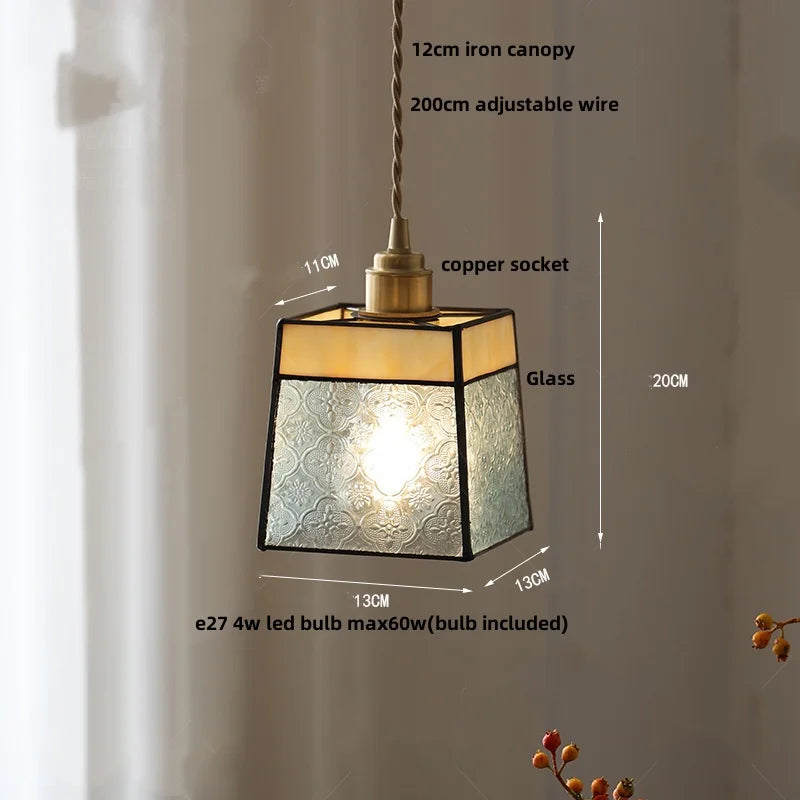 DecorBites™ Cube Glass LED Pendant Light: Modern Copper Hanging Lamp for Bedroom, Restaurant, Hallway