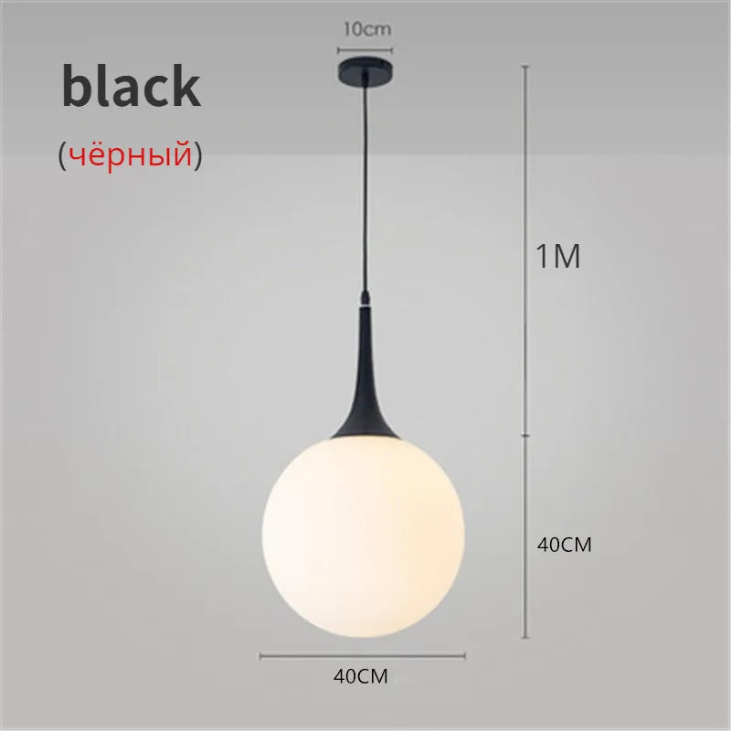 Decorbites™ Glas-Kugeln-LED-Hängeleuchten für modernes Wohnzimmer, schwarze/weiße Hornarmaturen