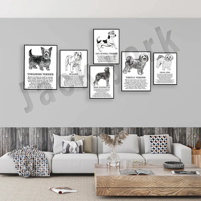 Decorbites™ Gemütliche Hunde-Kollektion: Hundepoesie-Poster mit Lhasa, Schäferhund, Terrier, Bulldogge, Tibetischer, Yorkie