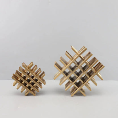 DecorBites™ Geometric Block Metal Sculpture Abstract Square Decor Figurines, Home Decor Accessories