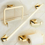 Decorbites™ Gold Messing Badezimmer-Armaturen 4-Teile-Set: Handtuchhalter, Handtuchring, Toilettenpapierhalter, Bademantel-Haken