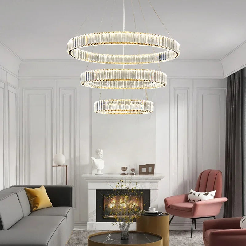 Decorbites™ Kristall-LED-Kronleuchter: Moderne Stahl-Hängeleuchte für luxuriöse Eingangshalle-Dekoration