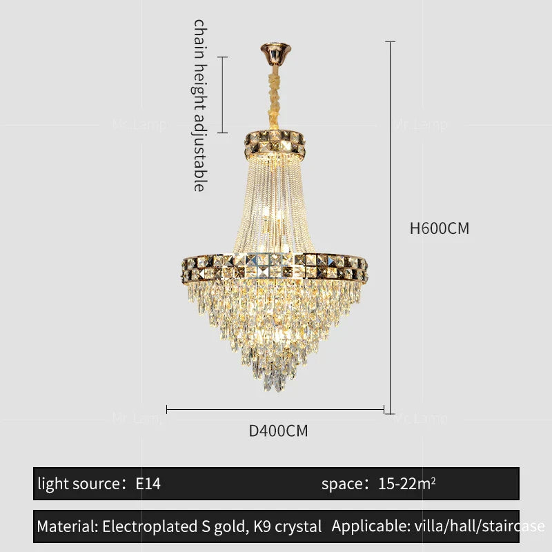 Decorbites™ Kristall-Leuchter: Intelligente Dimmbare Duplex-Villa-Pendelleuchte für Luxus-Wohnzimmer