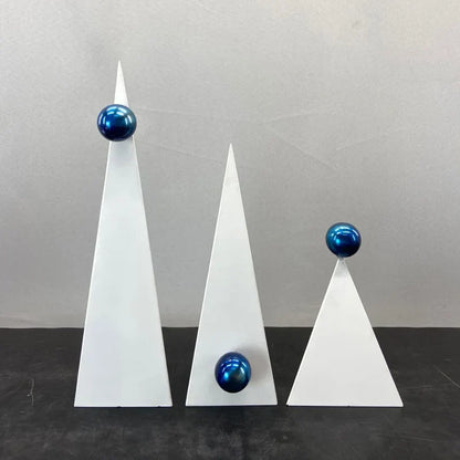 DecorBites™ Geometric Triangle Blue Ball Ornament: Abstract Decorative Figurine