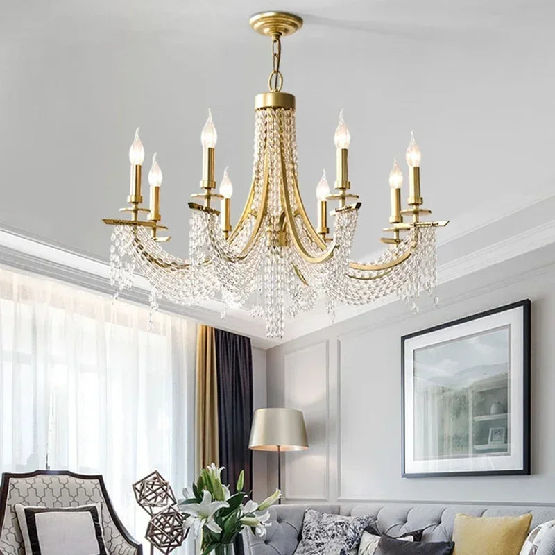 DecorBites™ Crystal Candle Chandelier: Elegant Hanging Lamp for Villa, Dining Room, Bedroom, Living Room