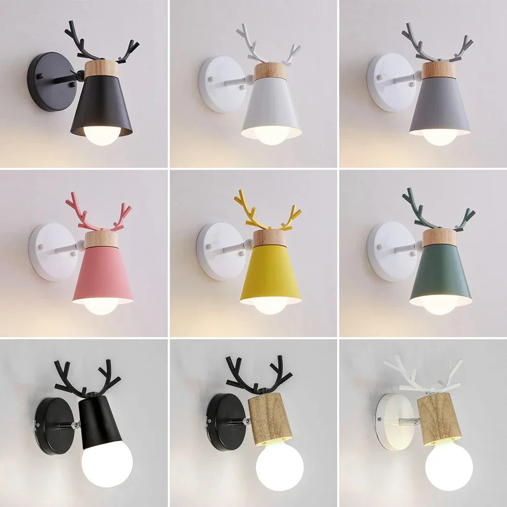 Decorbites™ LED Geweih-Wandleuchte Holz Nordisch Vintage Modern Loft Schlafzimmer-Beleuchtung E27
