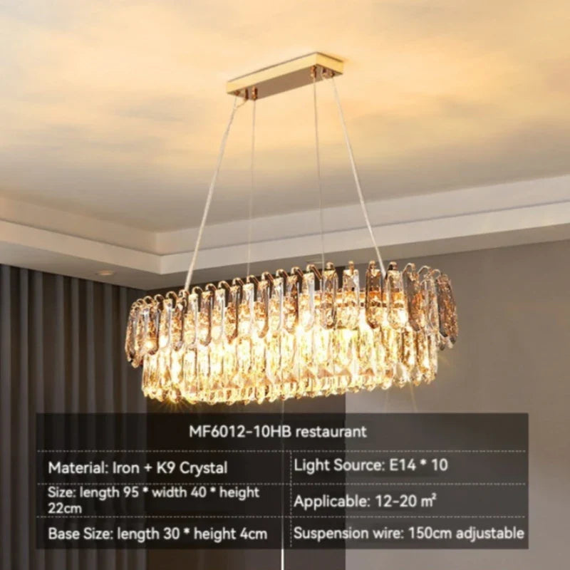 DecorBites™ Gold Crystal Chandelier: Luxury Lighting for Dining Living Bedroom Kitchen Island