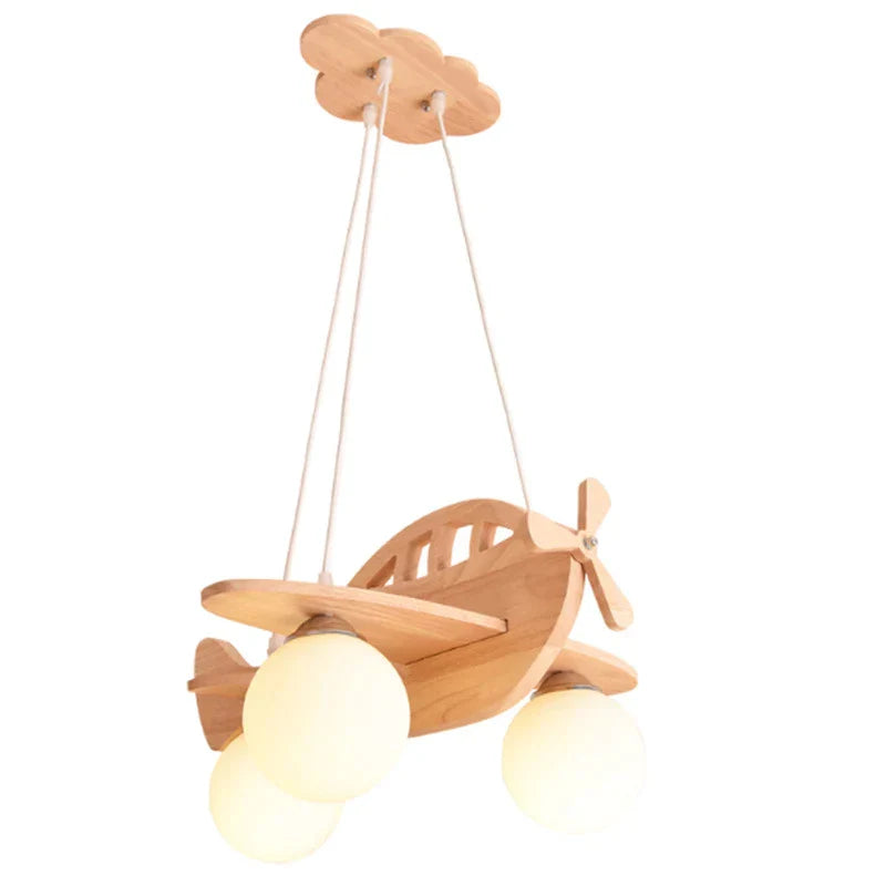 Decorbites™ LED Holz-Flugzeug-Kinder-Lüster Dekoration für Jungen- und Mädchenzimmer Hängende Pendelleuchten
