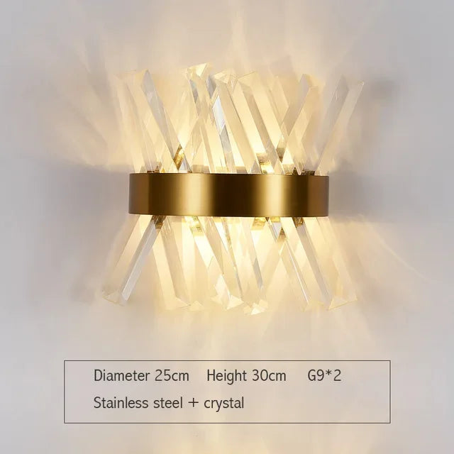 DecorBites™ Gold Crystal Wall Lights: Elegant LED Sconce for Bedroom, Living Room & Bathroom