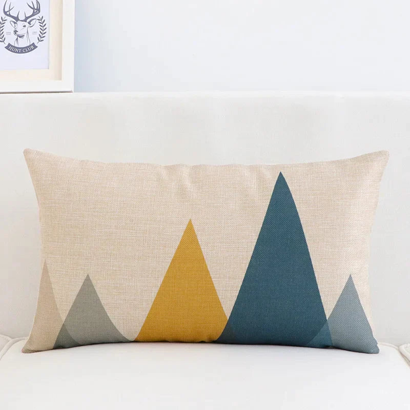Decorbites™ Geometrisches Elch-Design Leinen Lendenkissenbezug 30x50 cm Modernes Nordisches Wohnraummöbel